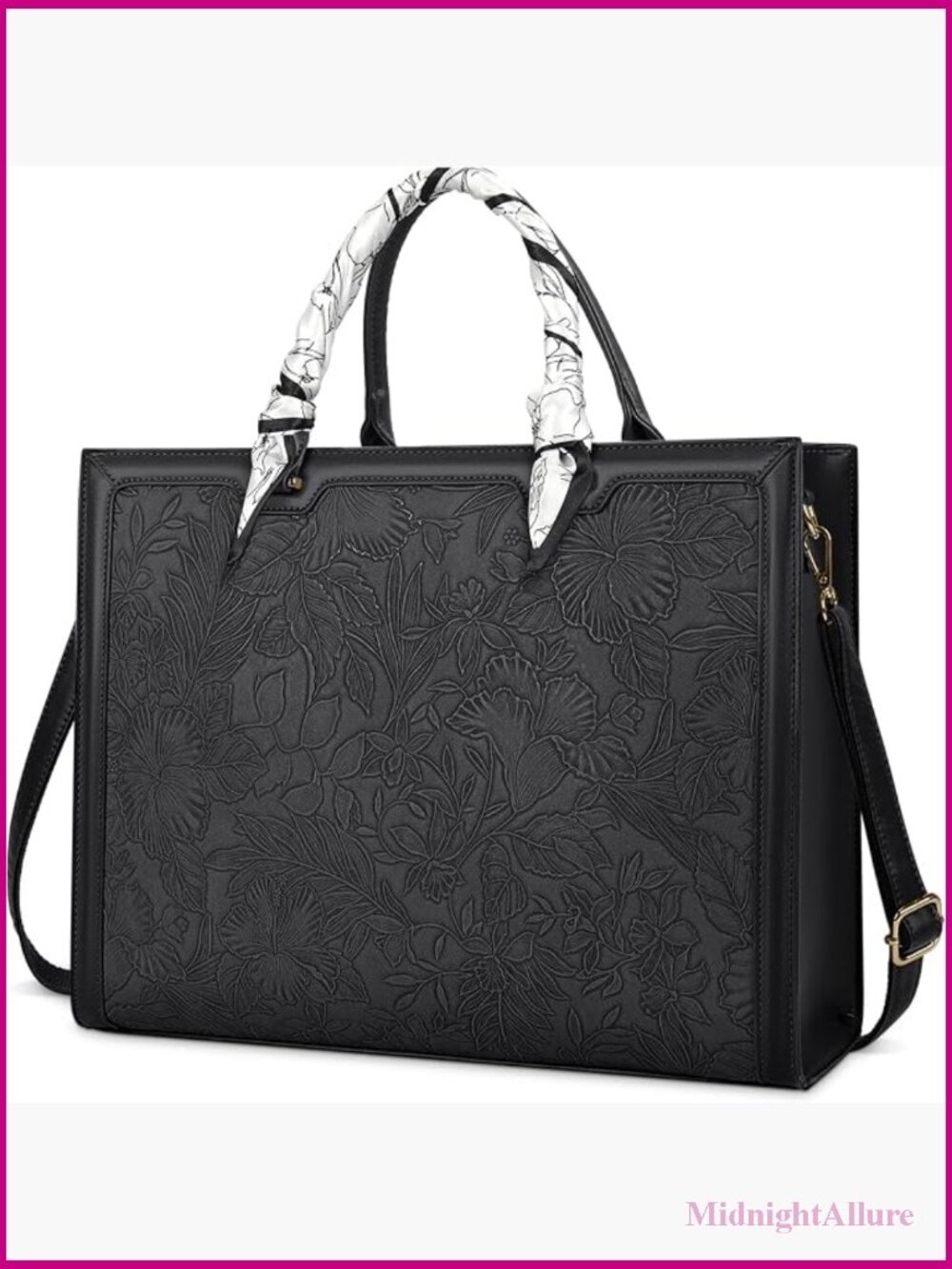 Waterproof Leather 15.6" Laptop Tote with Detachable Scarf